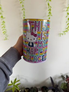 Sanrio Hello Kitty Multicolor Striped Tin piggy bank with Pink Accents